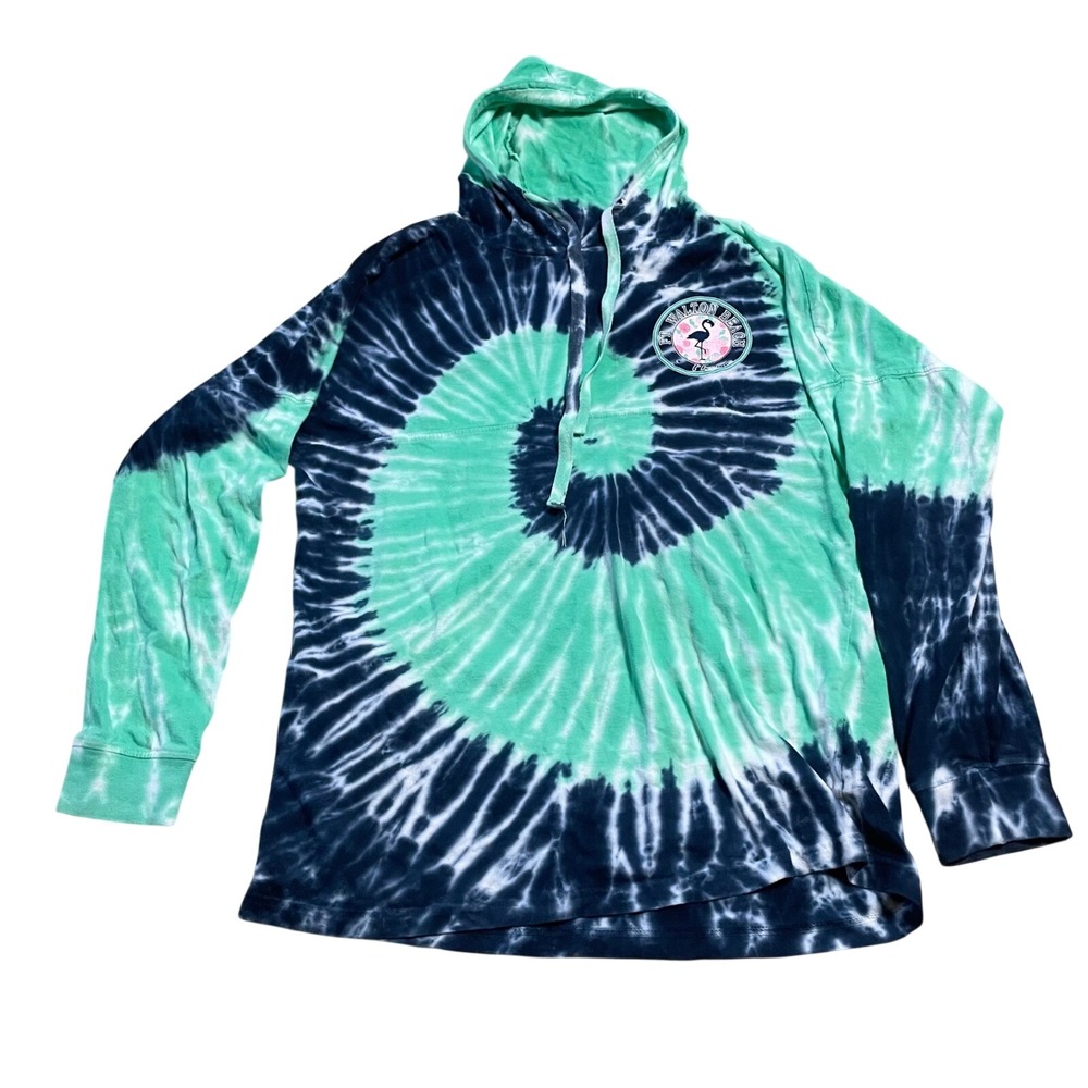 EXIST Ft. Walton Beach FL Tie Dye Hoodie Sweatshirt‎ Size S Flamingo Pullover